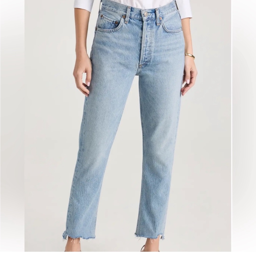 NWT- Agolde Riley High-Rise Straight Crop Jeans in Zephyr